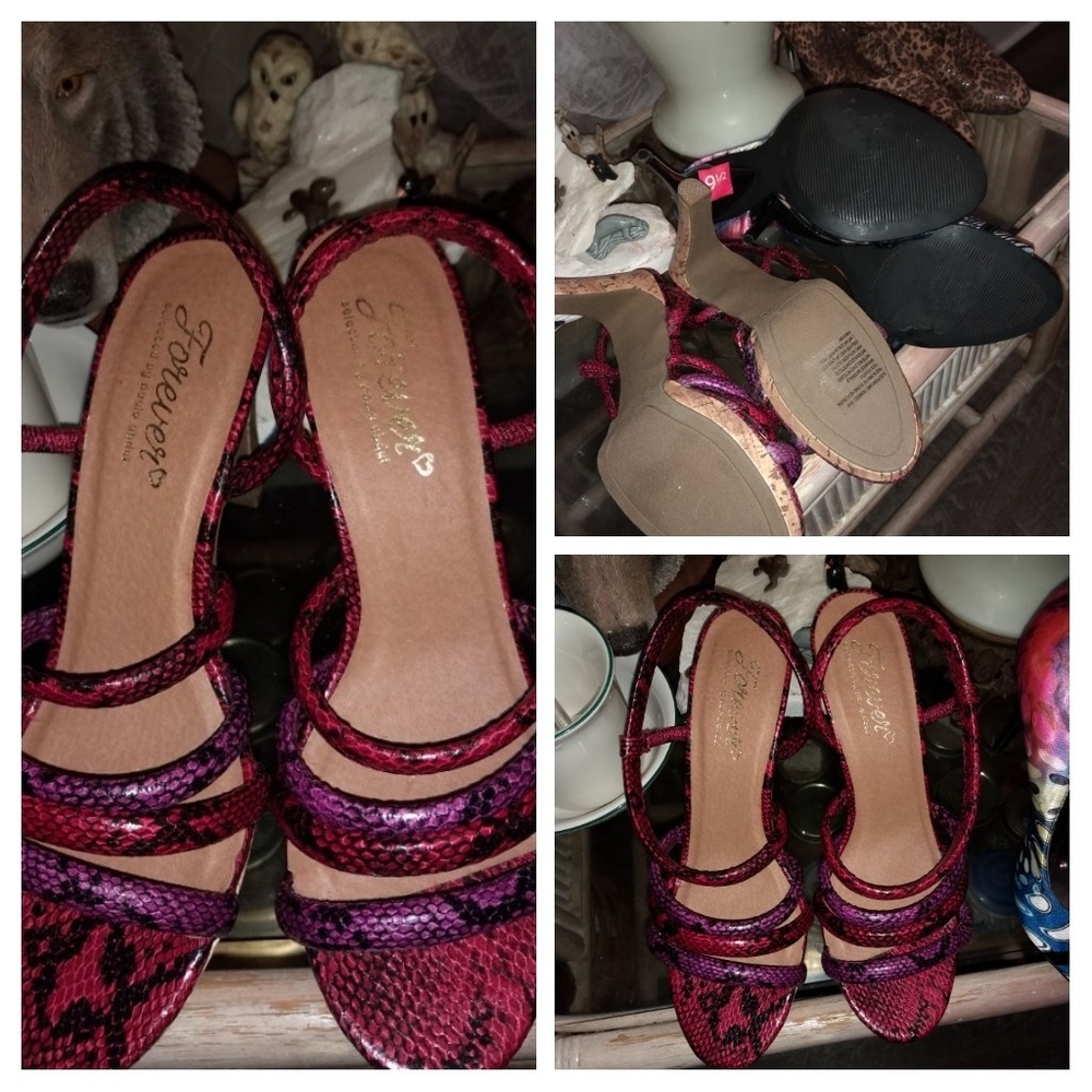 Forever 21 leather strap heels.